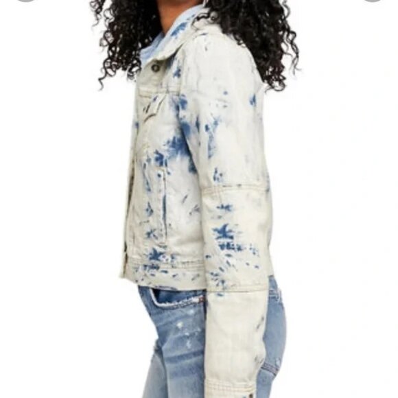 NWT Free‎ People Rumors Denim Jacket Tie Dye Blue SZ S - Picture 2 of 12